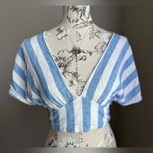 Forever 21 Nautical Striped V Neck Crop Top
